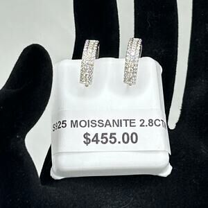 Genuine 2.8 ct‎ MOISSANITE/ 925 sterling silver infinity earrings